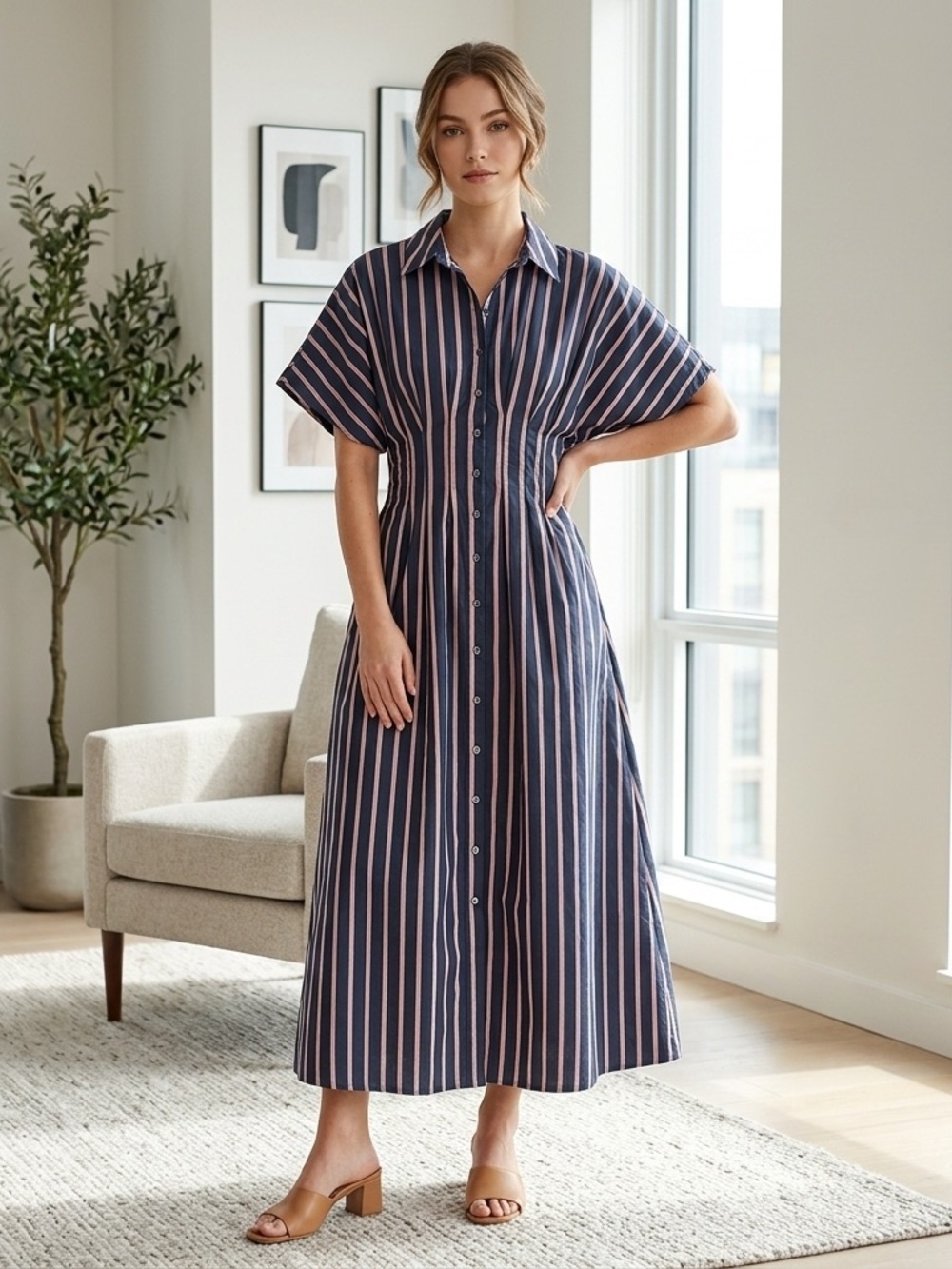 Anthropologie x Exquise | The Tobie Marin Shirt Dress | Size L